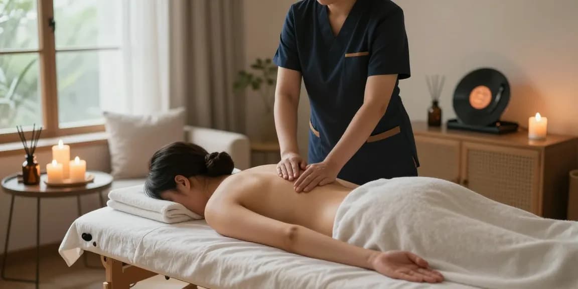 Experience relaxing 연신내출장안마 with a professional therapist in a serene home setting, highlighting tranquil atmosphere.