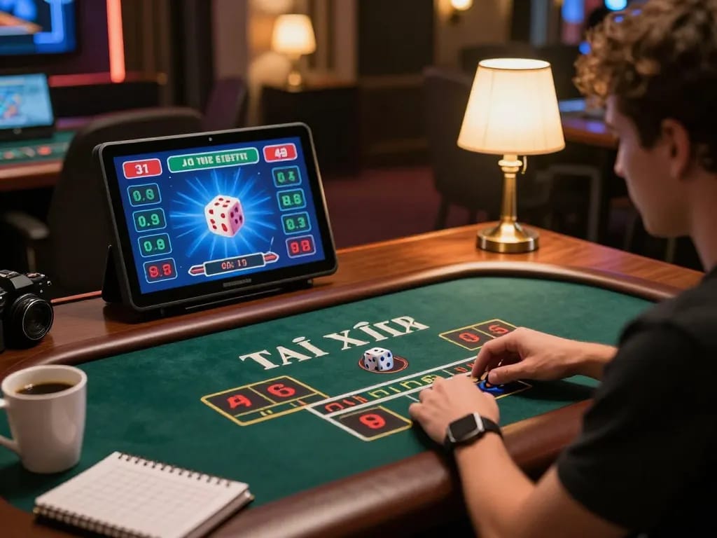 Player engaging with Tài Xỉu game on taixiuonlinego app, showcasing vibrant betting options and live dealer excitement.