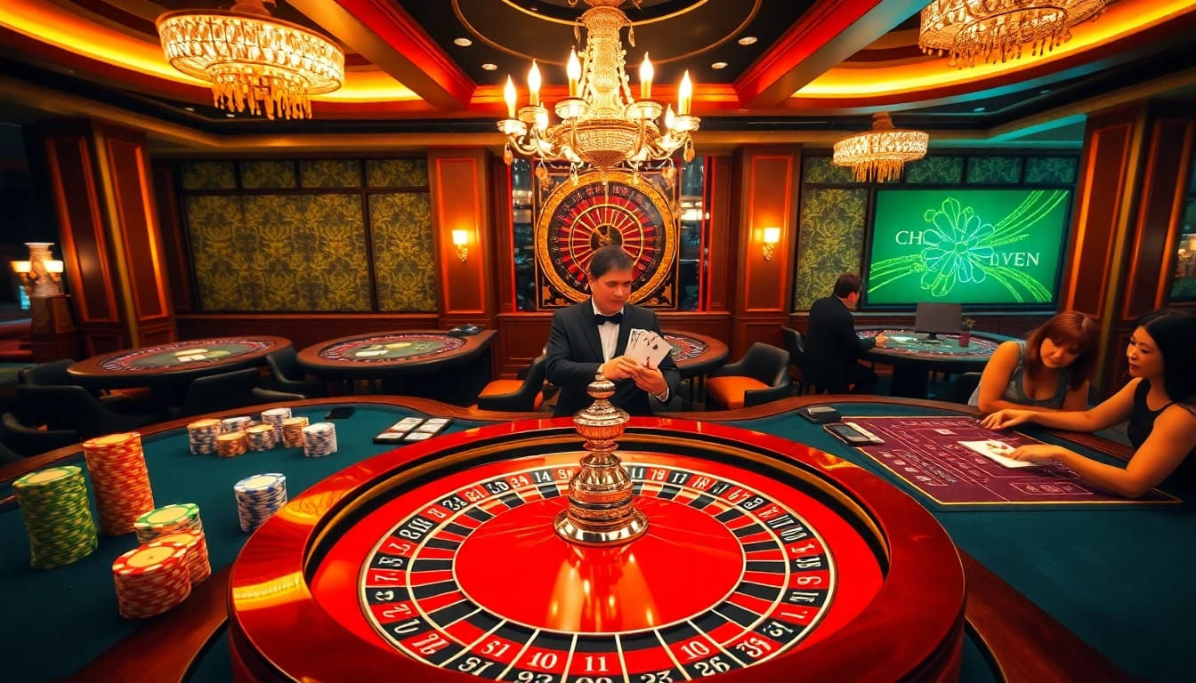 Experience the thrill of chotruyen as players engage at a vibrant casino table.