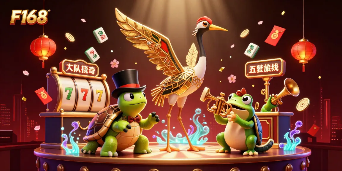 F168 offers thrilling slot game action with vibrant characters and lively casino elements.