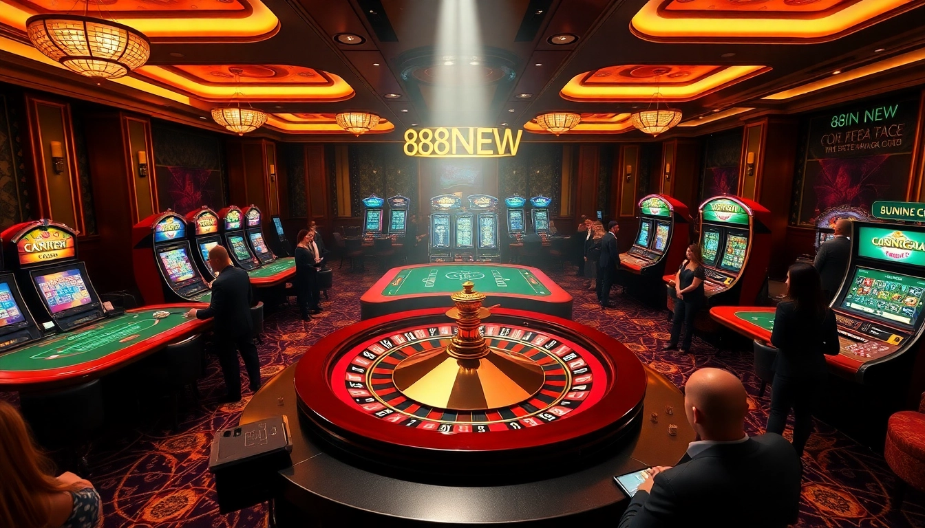 Experience the excitement of 888NEW with vibrant games and professional dealers in a luxurious casino setting.