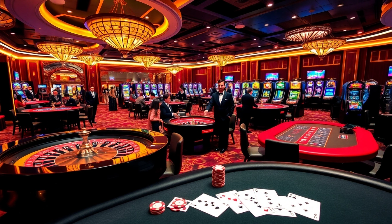 Exciting gameplay at Trang Chủ QQ88 casino with vibrant slot machines and poker action.