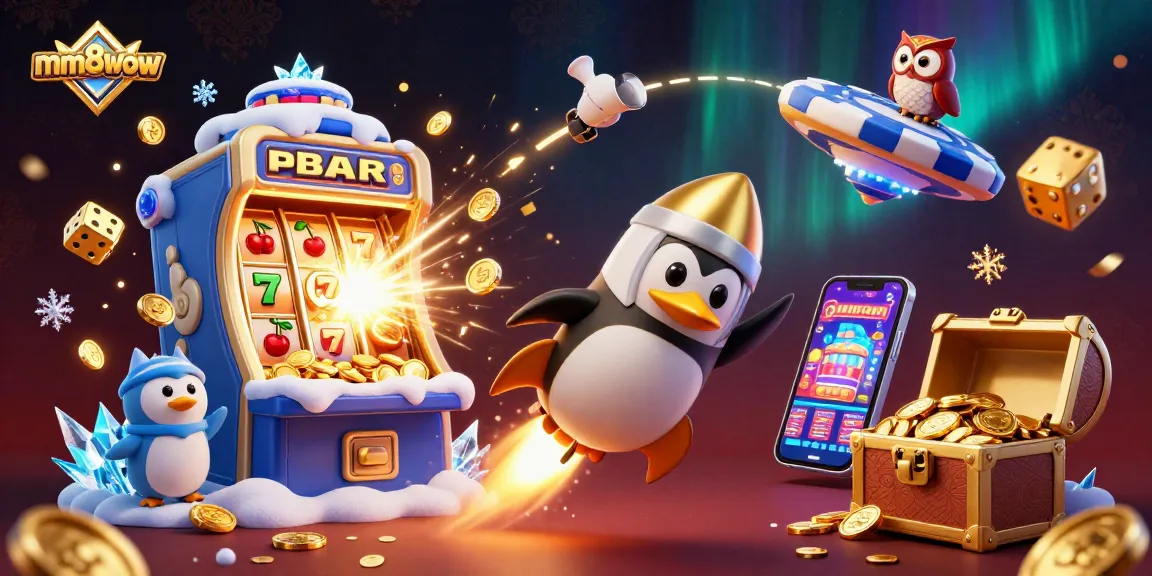 Experience the thrill of gaming with mm88wow as a golden penguin navigates a cosmic jackpot adventure.