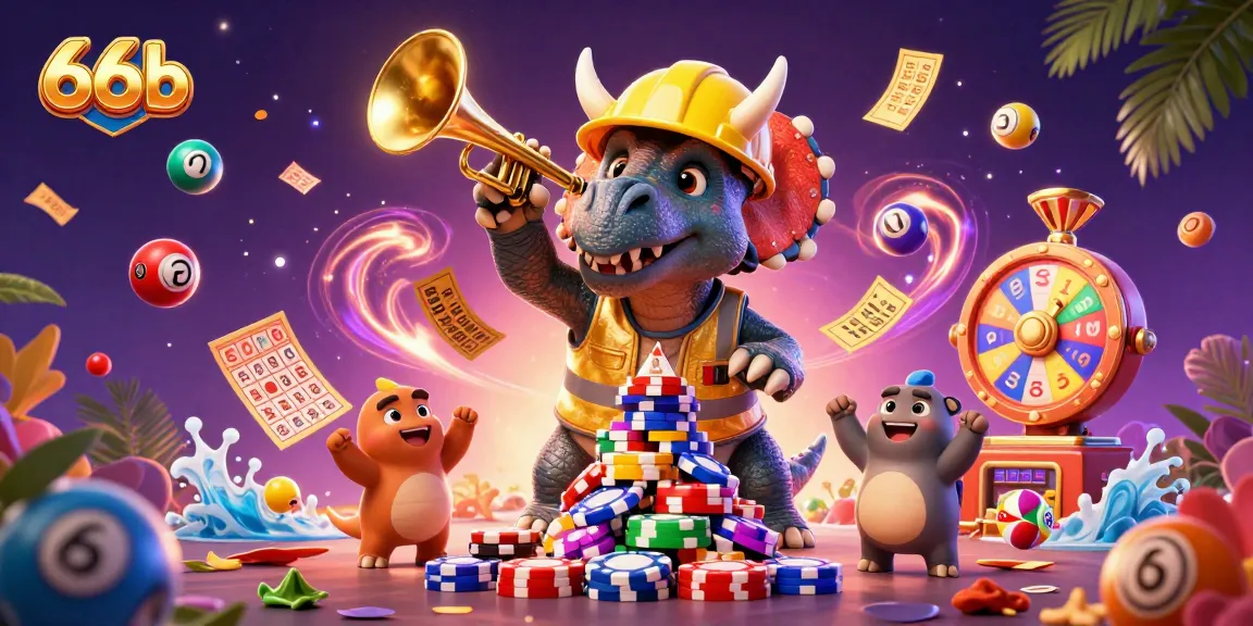 Experience the thrill of winning with 66b as colorful lottery balls dance around various gaming elements.