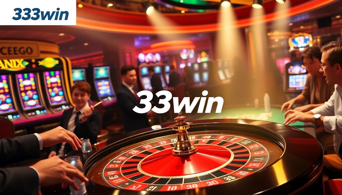 Exciting roulette action at 33win casino with vibrant chips and players immersed in the game.