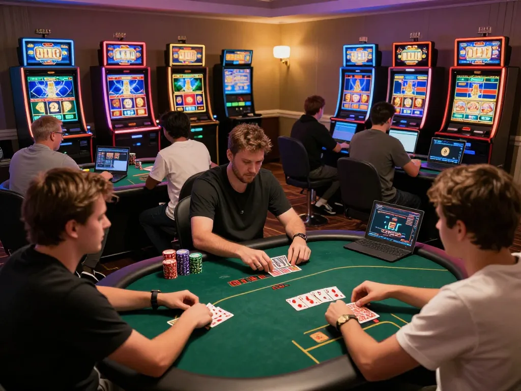 Players enjoying engaging games at an online casino com, showcasing dynamic gameplay and technology integration.