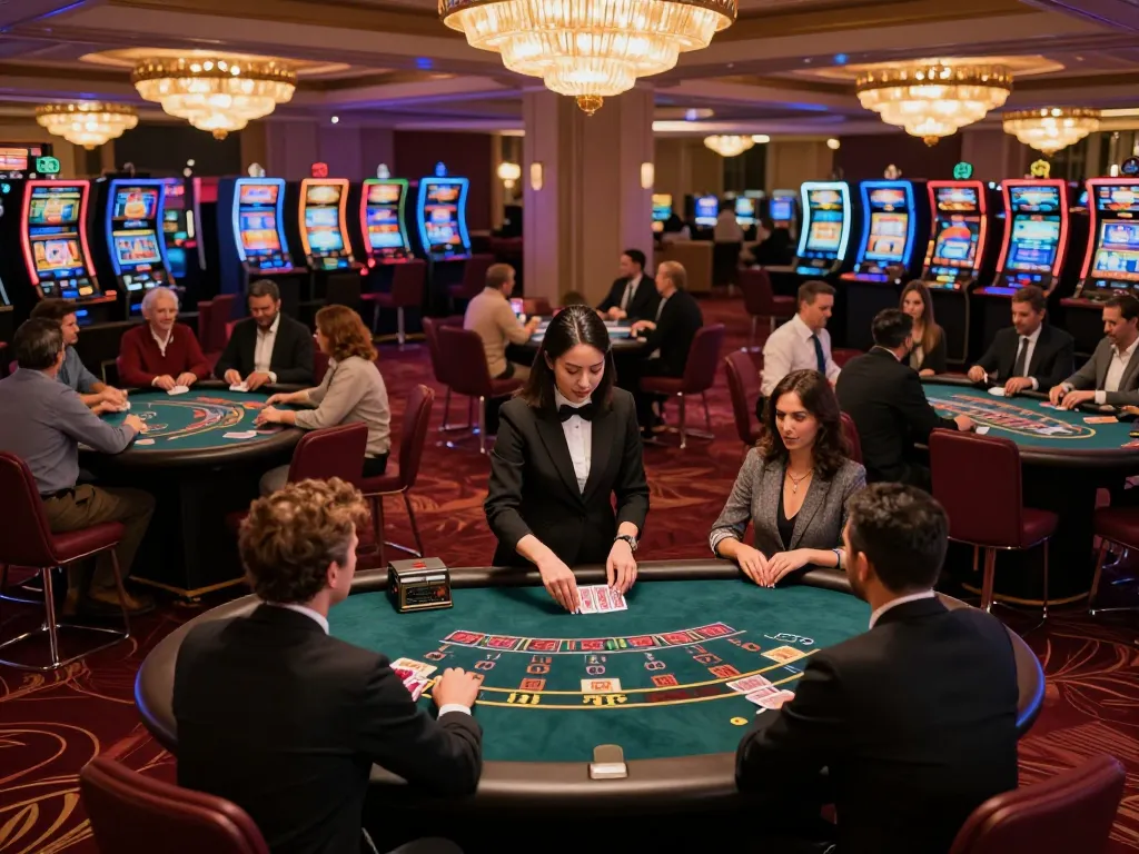 Players enjoying blackjack at a luxurious casino, showcasing nhacaiuytinn’s best gaming experiences.