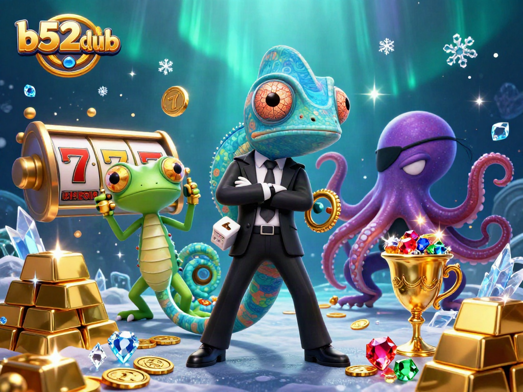 b52clubb captures excitement in an immersive slot scene featuring colorful characters and glittering treasures.