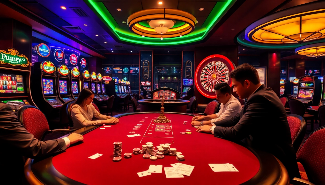 Experience the thrilling gameplay at ax88 with elegant casino tables and vibrant slot machines.