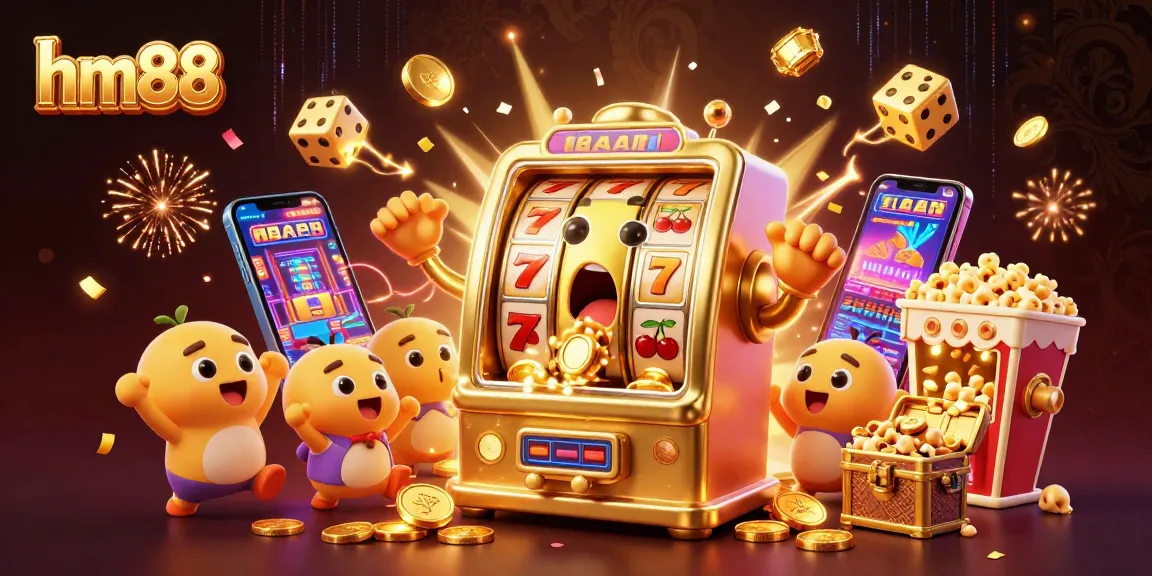 Experience the excitement of hm88 with a golden slot machine celebrating its jackpot