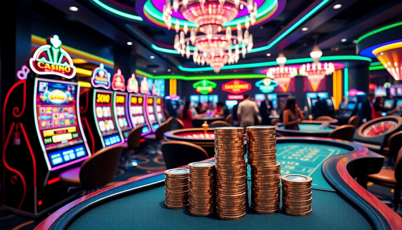 Players enjoying the vibrant casino experience at https://go88casino.pro/ with slot machines and poker tables.