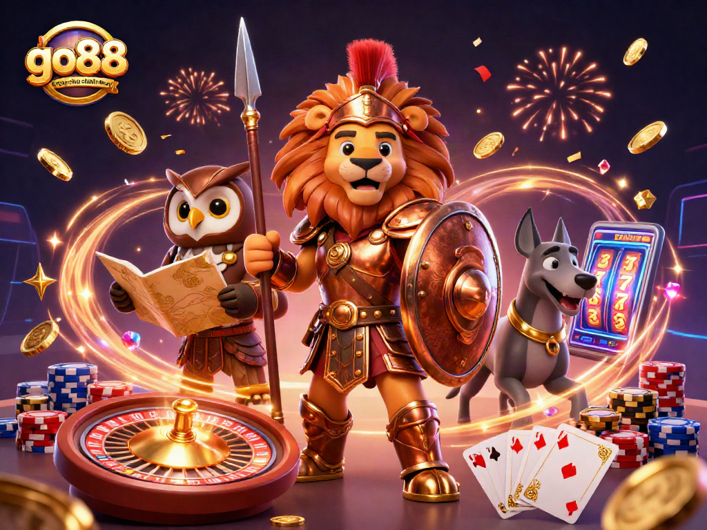 Win big with go88 trang chu chinh thuc in an action-packed casino adventure scene