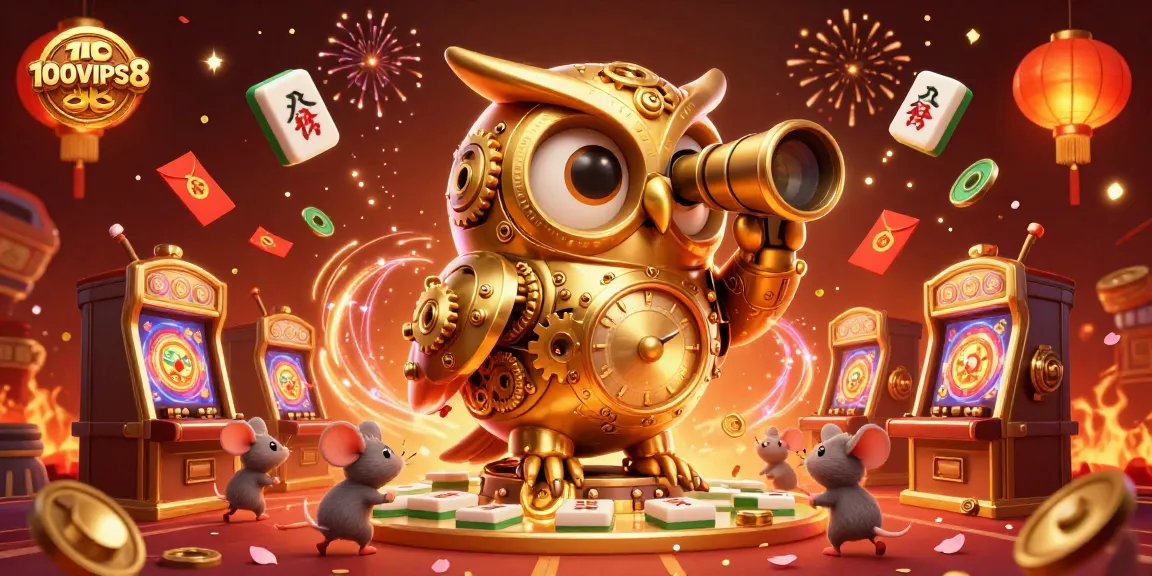 Experience 100VIPS8 excitement with charming characters and casino elements in a lively scene.