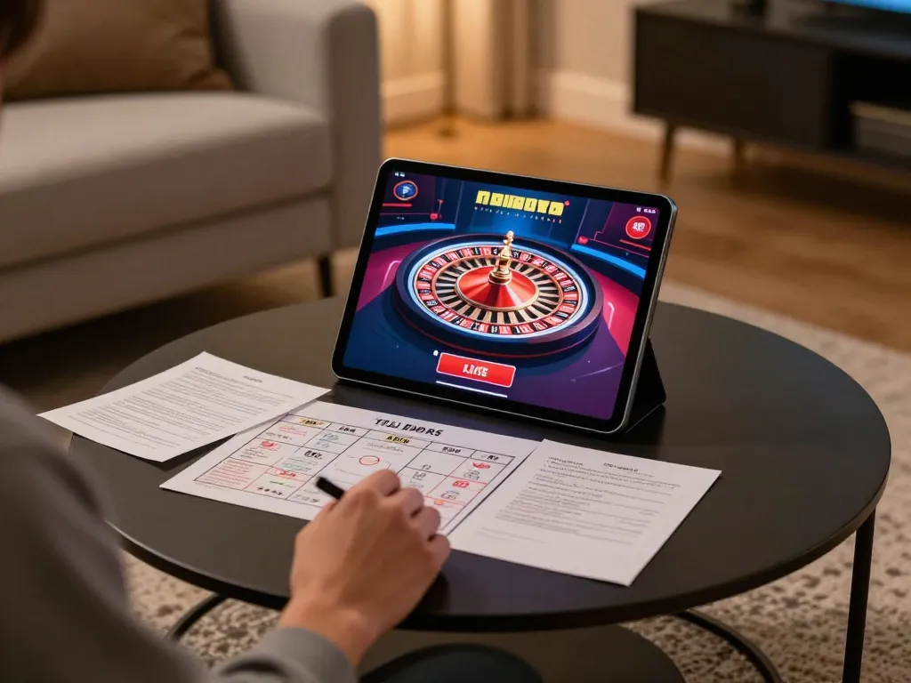 Engaging in live dealer gaming at https://mm88.se.net/ on a tablet with a roulette table display