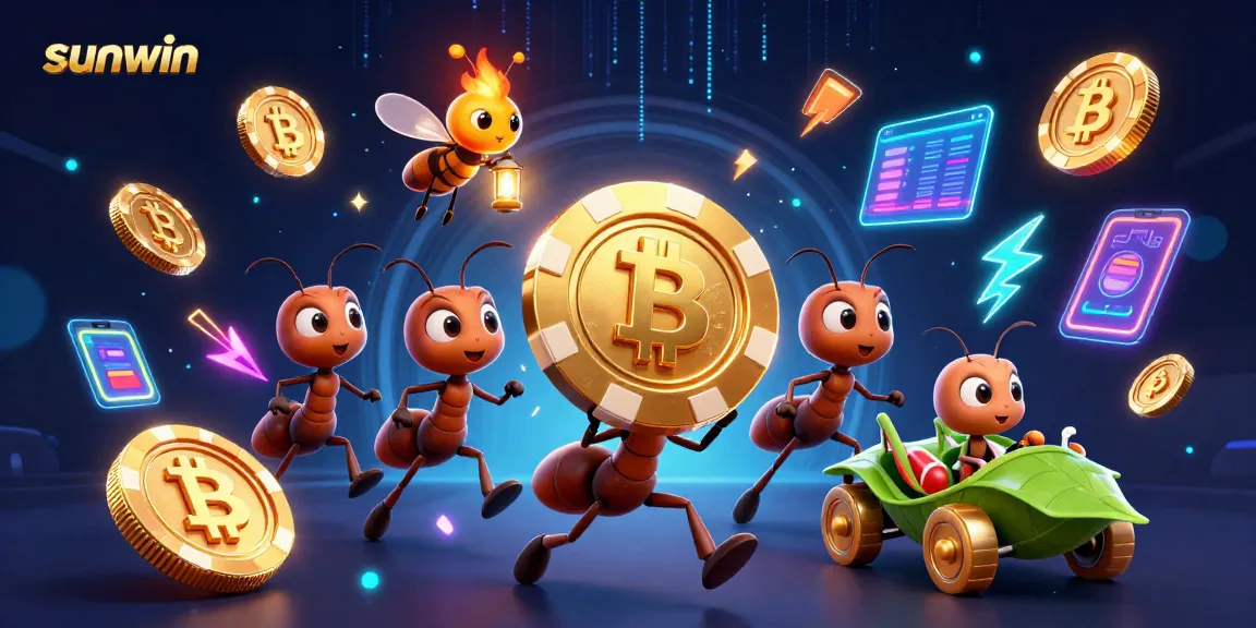 Win big with sunwin as cartoon ants steal a giant poker chip in an exhilarating casino heist scene.