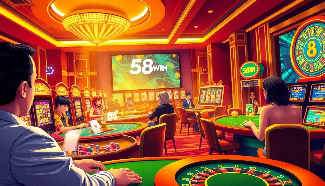 Experience a dynamic casino atmosphere with players enjoying games at 58WIN.
