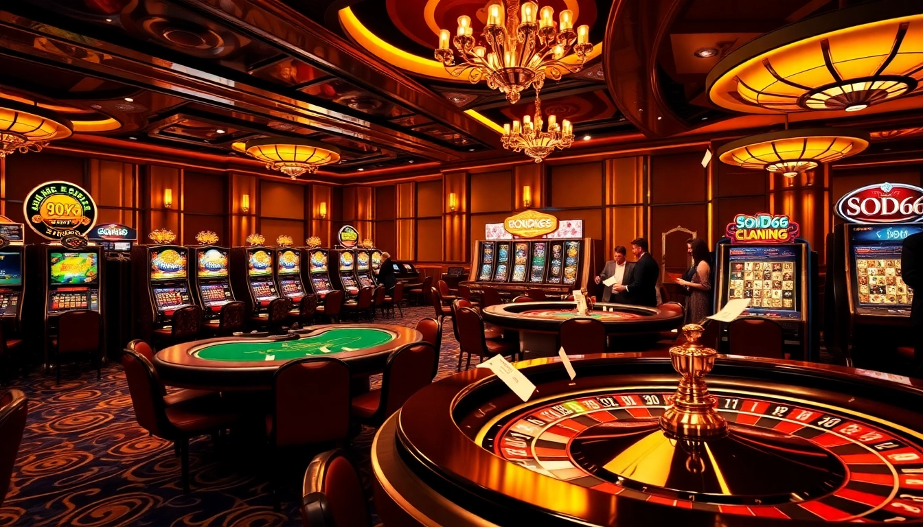 Experience the thrill of gambling with SODO66 in this vibrant casino scene filled with action.