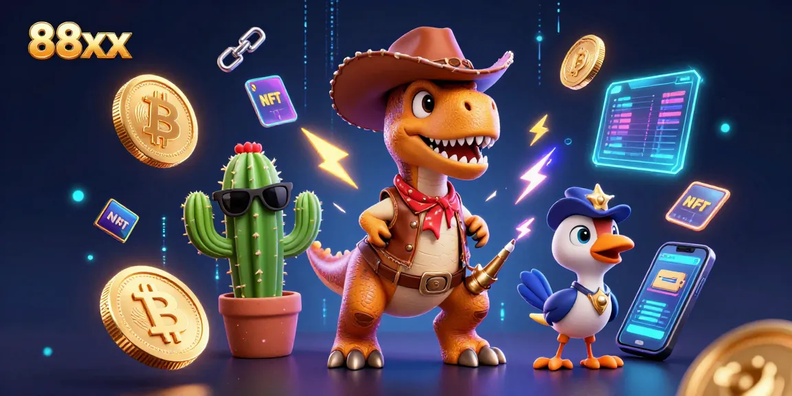 Engage with the 88xx gaming universe through vibrant casino elements and cartoon characters