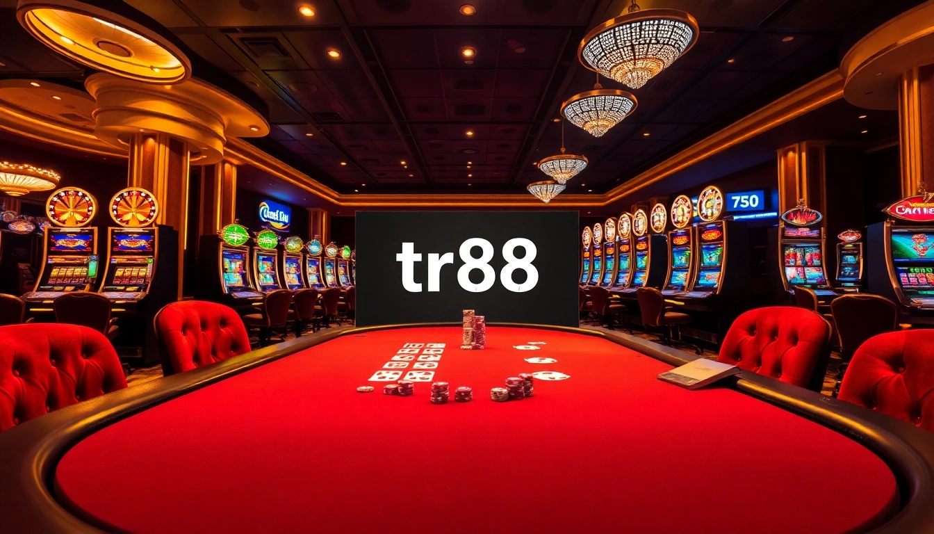 Players enjoying a thrilling poker game at the luxurious TR88 casino table.