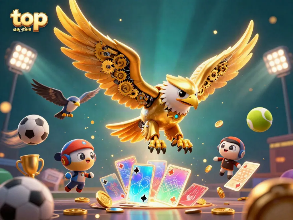 Witness the exhilarating scene of the top nha cai uy tin đáng chú ý golden eagle showcasing dynamic sports elements in a casino setting.