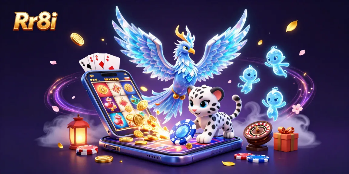 Engage in thrilling gaming experiences with Rr8i, showcasing an immersive casino scene filled with vibrant characters and dynamic gameplay.