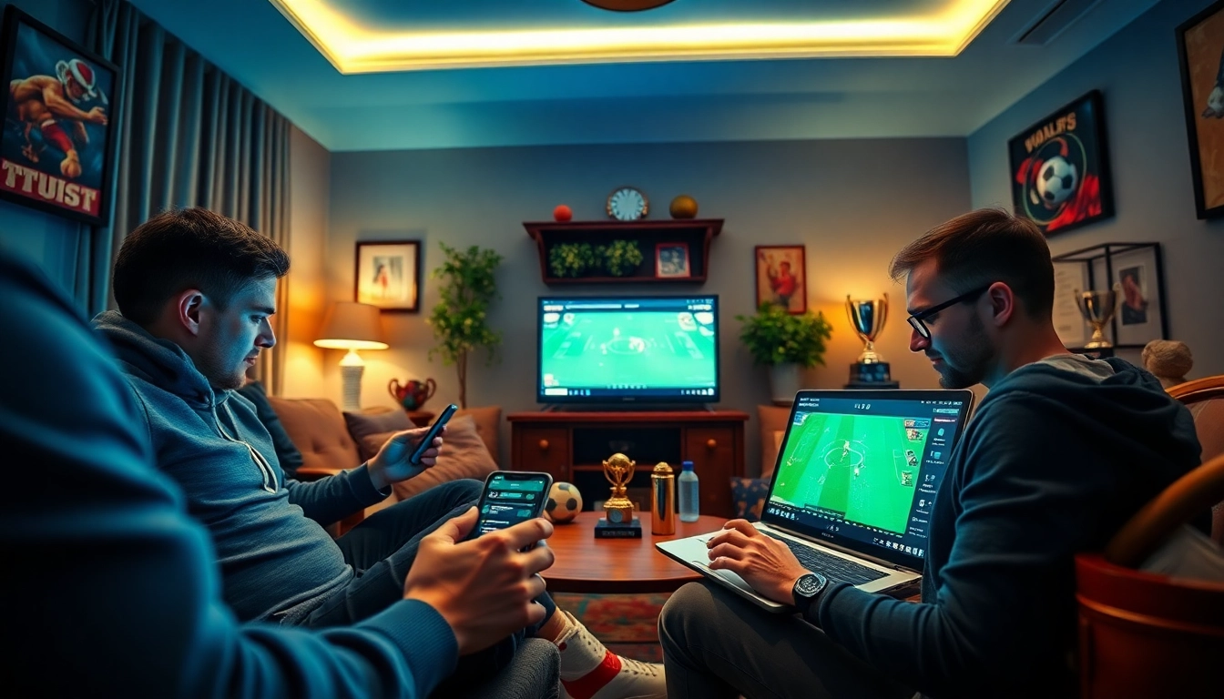 Exciting online sports betting experience at sbobet.dance with users engaging on devices.