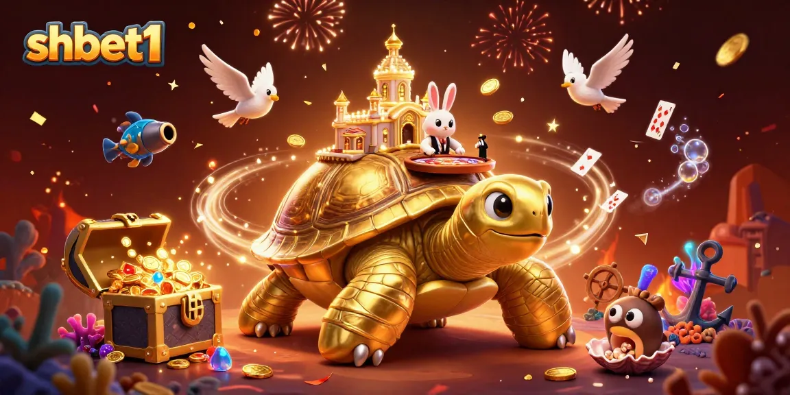 Experience the thrilling action at shbet1 with a unique 3D illustration of a golden tortoise casino.