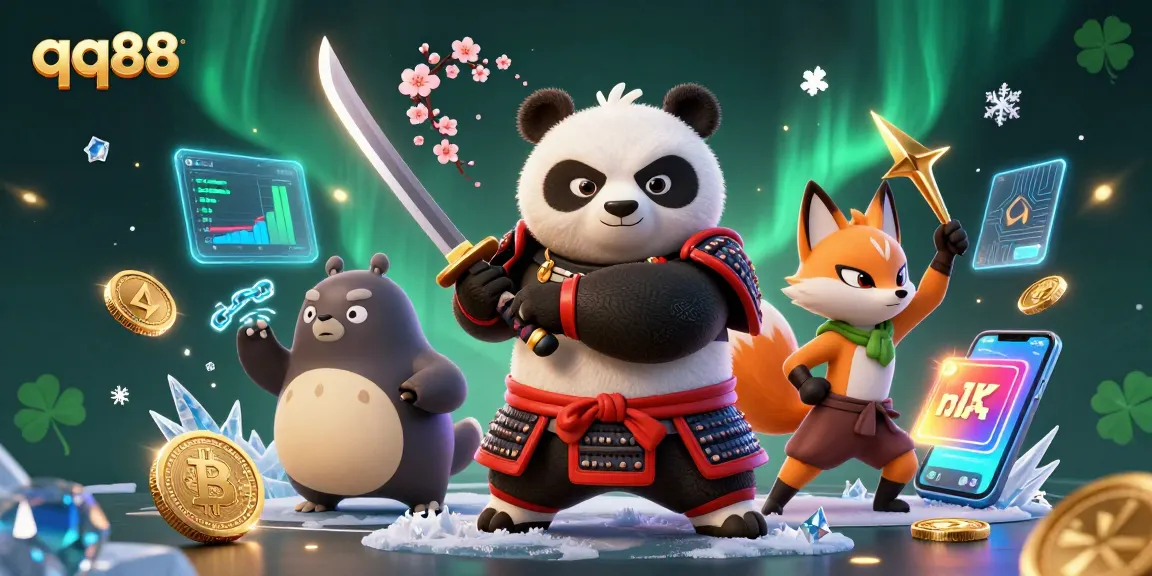 Experience thrilling gameplay with qq88 as the samurai panda battles for crypto riches amid dynamic casino elements.