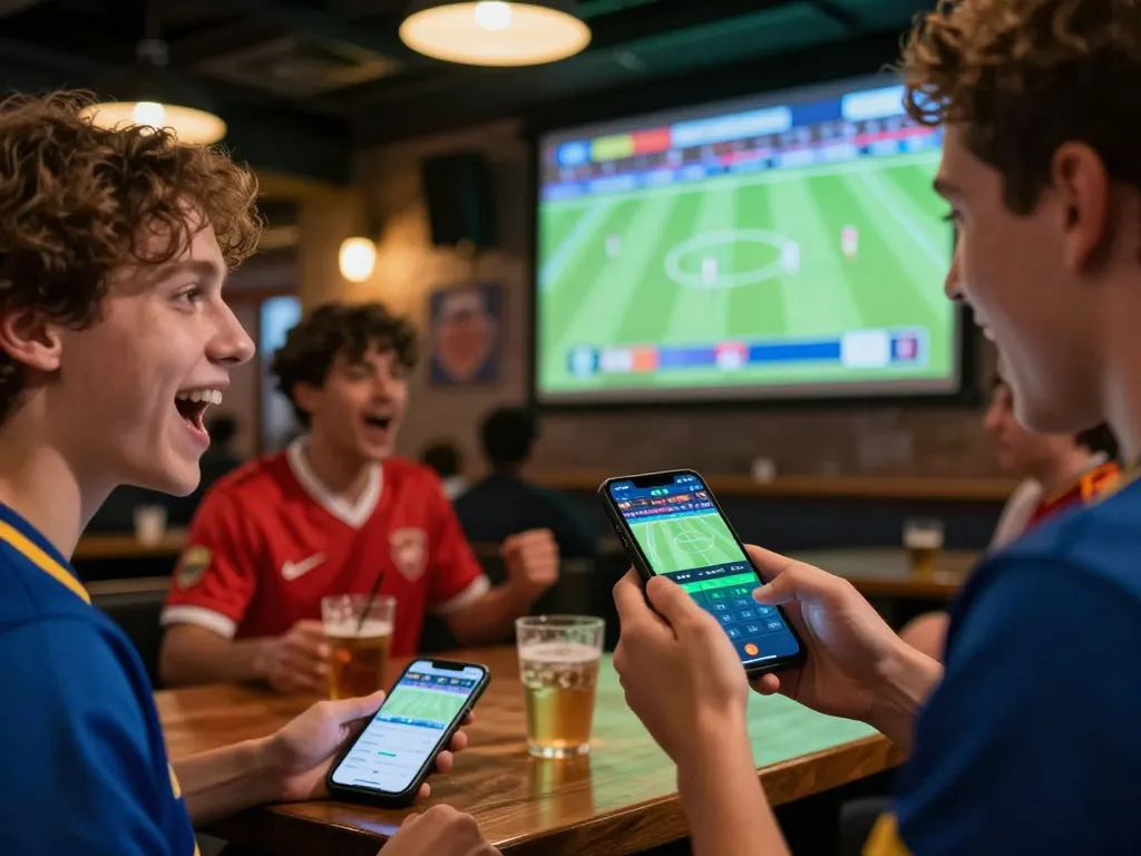 Engaging sports fan placing bets on bongdalu88 app while enjoying a live football match.