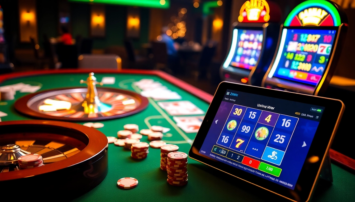 Experience thrilling gameplay with 23win.autos, featuring a luxurious casino setting with poker chips and a roulette wheel.