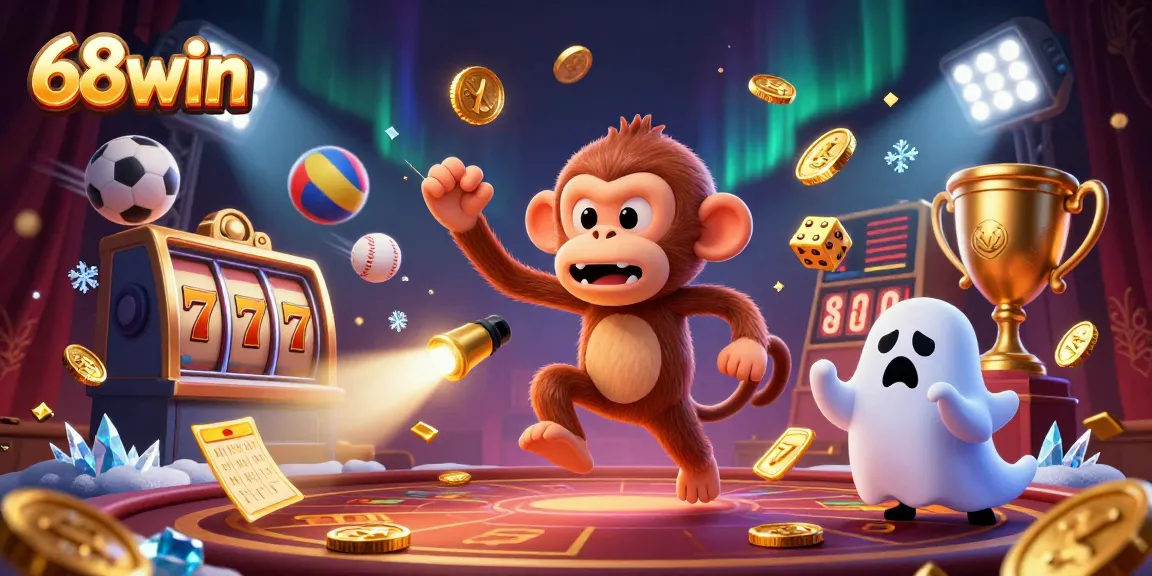 Engaging gameplay at 68win with a poltergeist monkey and ghost-hunter puppy in a casino
