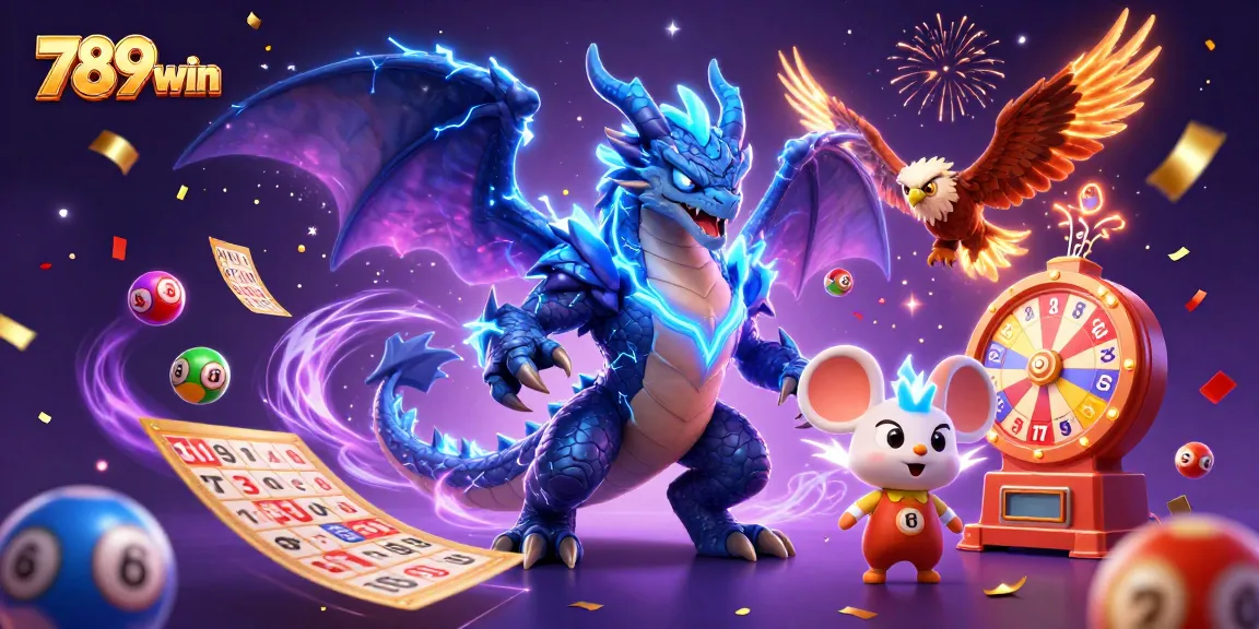 Experience the thrilling excitement of 789win with vibrant lottery elements and dynamic characters.