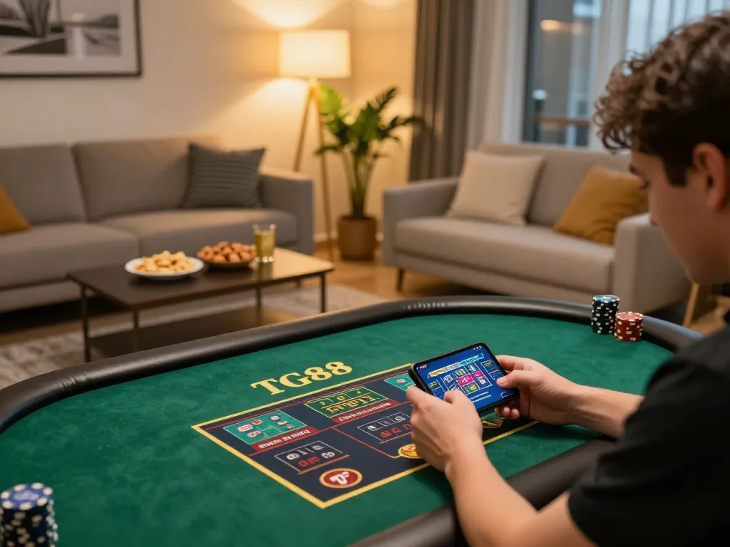 Experience the thrill of TG88 love while gaming on your smartphone in a cozy home setting