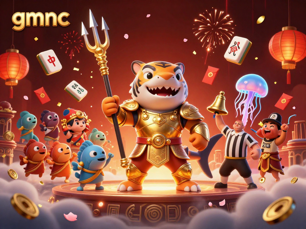 Experience thrilling gameplay at gmnc with a cartoon shark champion in a vibrant 3D casino scene.