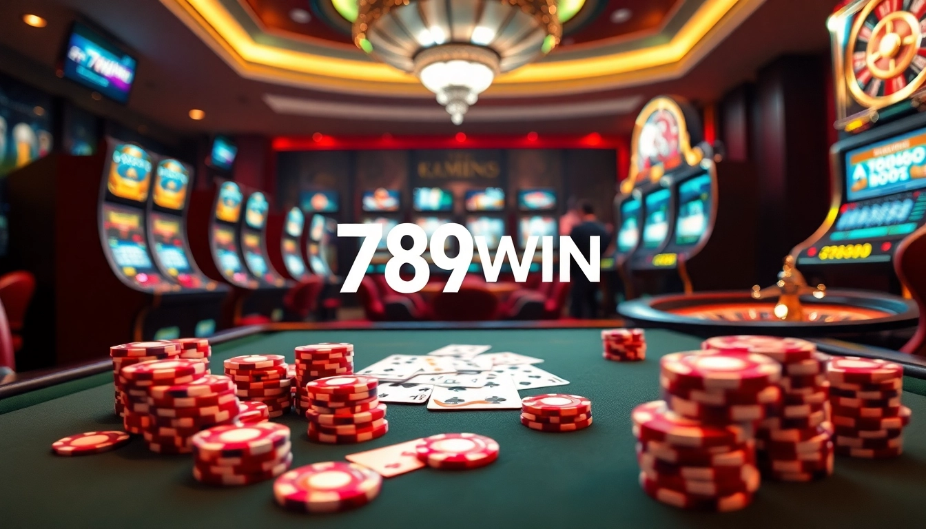 Experience the excitement of 789WIN with vibrant casino tables, colorful chips, and thrilling slots.