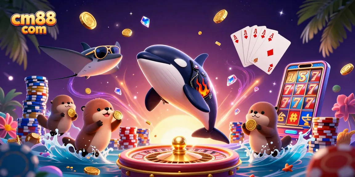 Experience big wins at cm88 com with vibrant 3D characters celebrating in a rich casino scene.