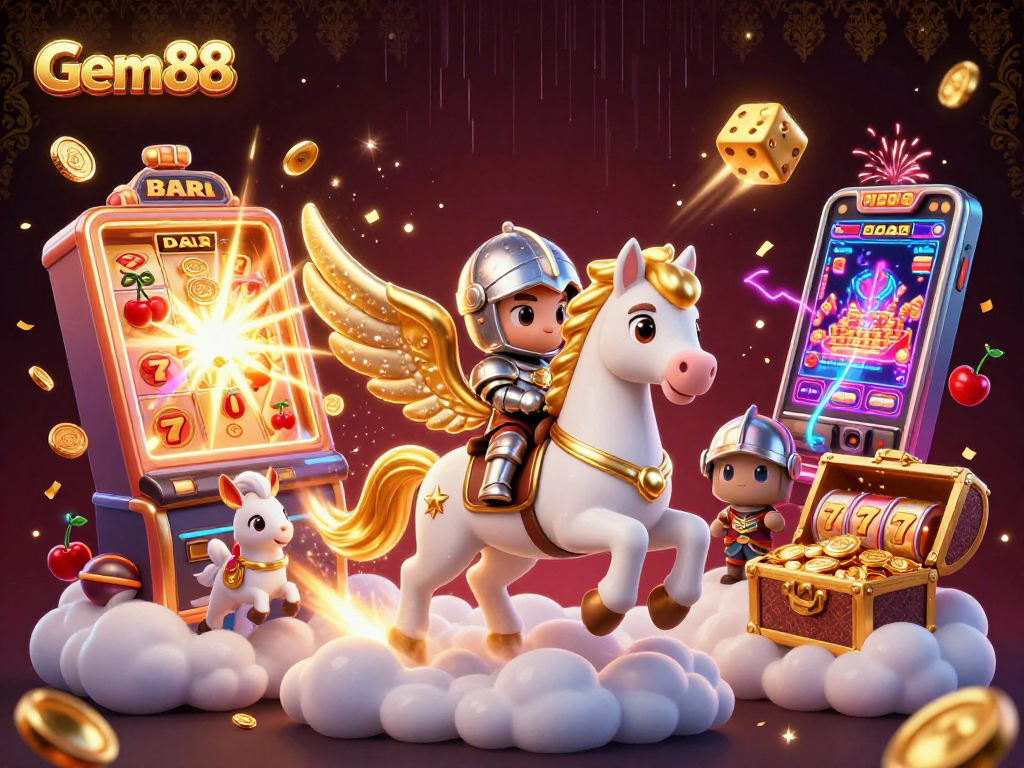 Experience thrilling gaming adventures with Gem88 as the celestial horse and knight bring luck!