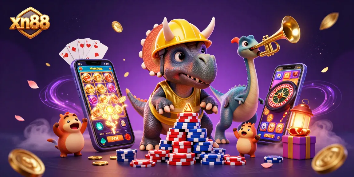 xn88 offers a fun gaming experience with colorful slot games and festive characters in action.