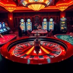 Experience the thrill of gaming at https://du88i.com/ with a luxury casino scene featuring roulette, poker, and slot machines.