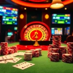 Engage with thrilling casino gameplay on https://nk88.sa.com/ featuring a luxurious poker table and vibrant slot machines.