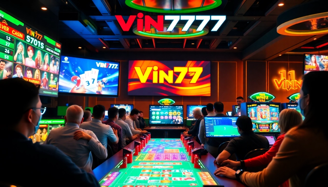 Exciting gaming atmosphere on vin777.gb.net with diverse players engaging in various online casino games.