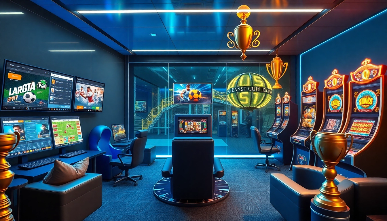 Experience the thrill of online gaming at new88go.com with vibrant scenes of sports betting, casino games, and winners.