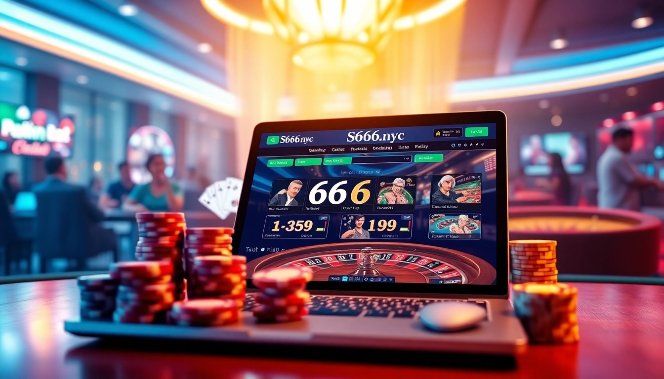 S666.nyc: An engaging online gambling scene showcasing a modern digital interface with casino games and vibrant colors.