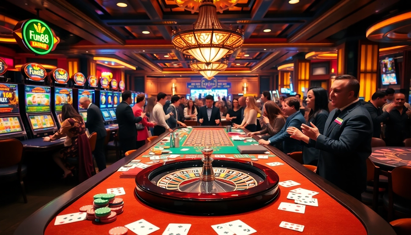 Fun88 gamblers enjoying a thrilling casino experience with diverse gaming options.