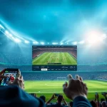 Live football streaming interface showcasing joemadfan.com with vibrant stadium visuals and real-time updates.