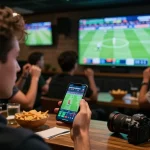 Betting odds for tỷ lệ kèo nhà cái hôm nay displayed on smartphone during an exciting sports match.