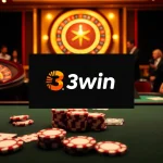 Players at a vibrant casino table experiencing exciting games, with the 3win logo featured prominently.