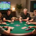 Players engaging in poker strategy while enjoying an evening at LV88 home gaming.