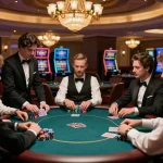 Experience the excitement of nhà cái uy tín Sunwin with an upscale poker game showcasing players' intense focus and strategic betting.