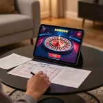 Engaging in live dealer gaming at https://mm88.se.net/ on a tablet with a roulette table display